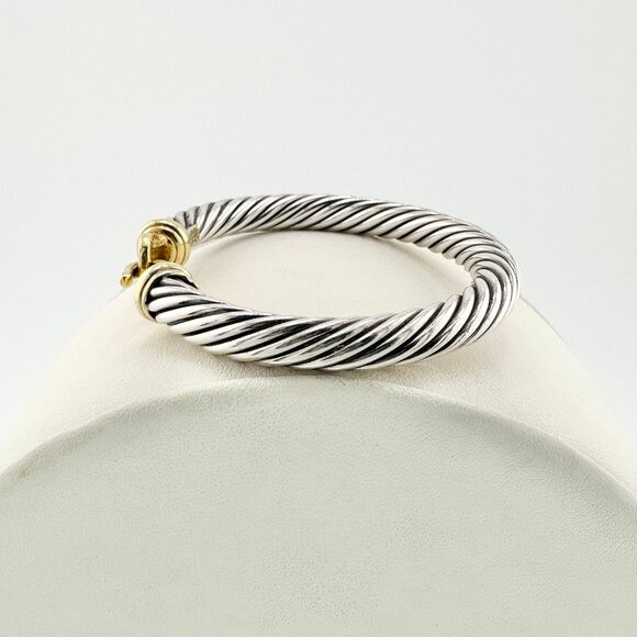 David Yurman Buckle Bracelet w/ 18K Yellow Gold & Diamonds - 7mm - Medium - Picture 3 of 10